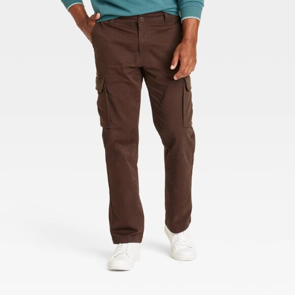 Goodfellow & Co Men's 32X32 Brown Straight Fit Cargo Pants Mid Rise Fly Button - Picture 1 of 14